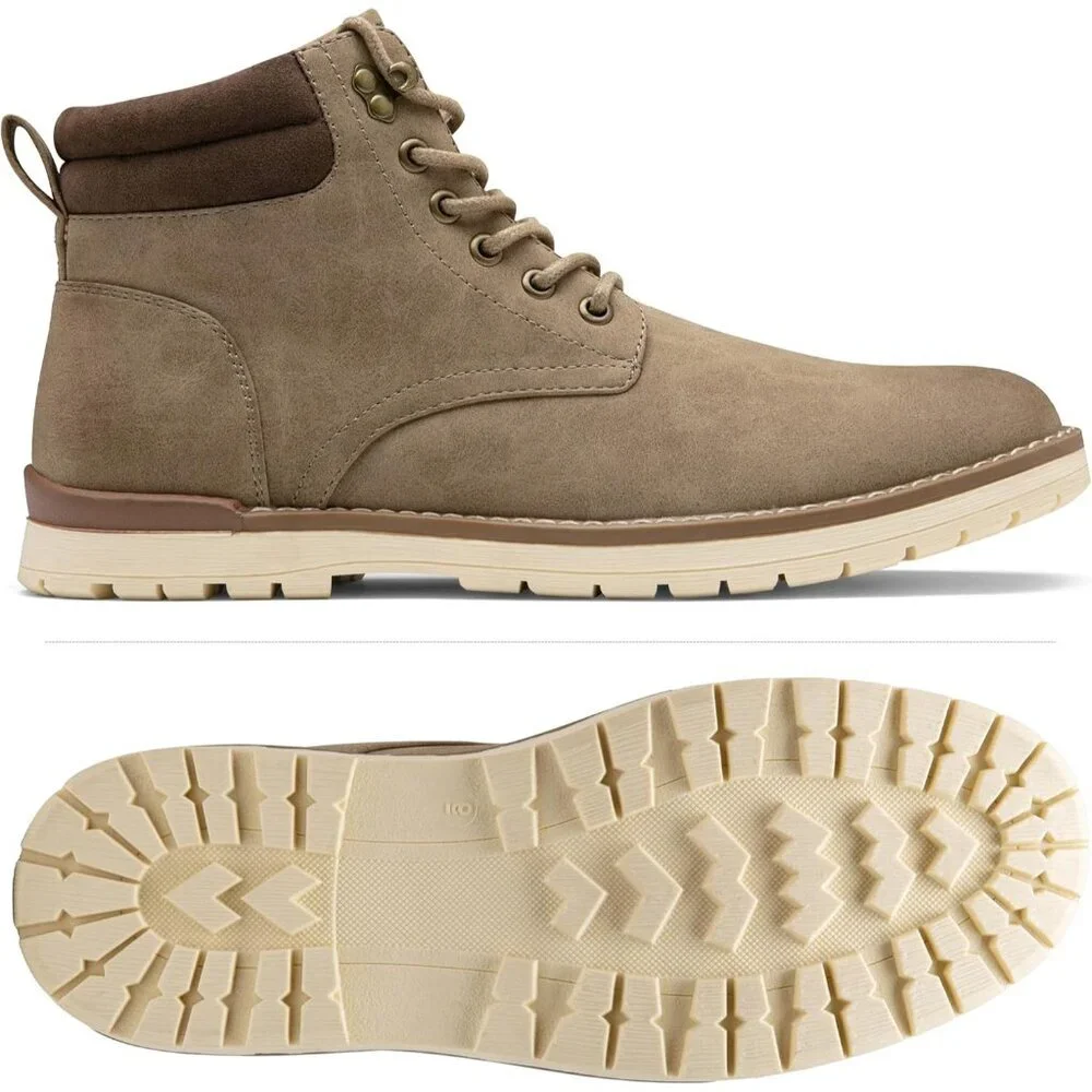 〽️Men's Chukka Hiking Boots Khaki Waterproof Comfortable Casual Lace Up Shoes